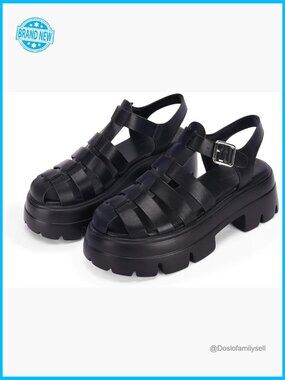 Platform Chunky Heel Sandals Gladiator Ankle Strap Lug Sole Y2K